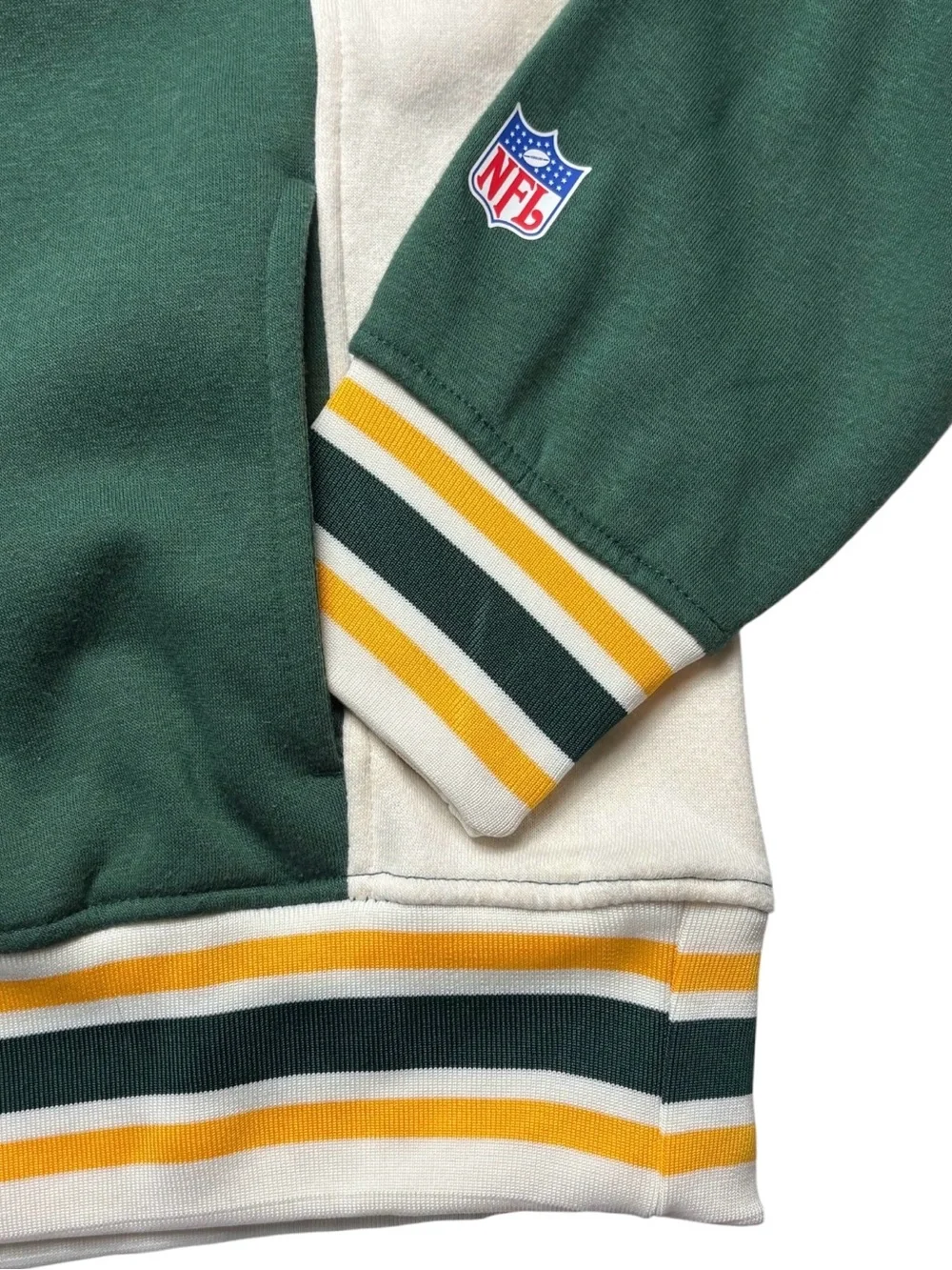 NWT Ultra Game NFL Green Bay Packers Rewind Colorblock Fleece Hoodie Size S - Picture 3 of 10